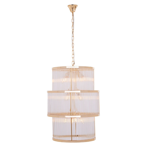 Product photograph of Olivia S Luxe Collection - Salsa 3 Tier Chandelier Gold Finish from Olivia's