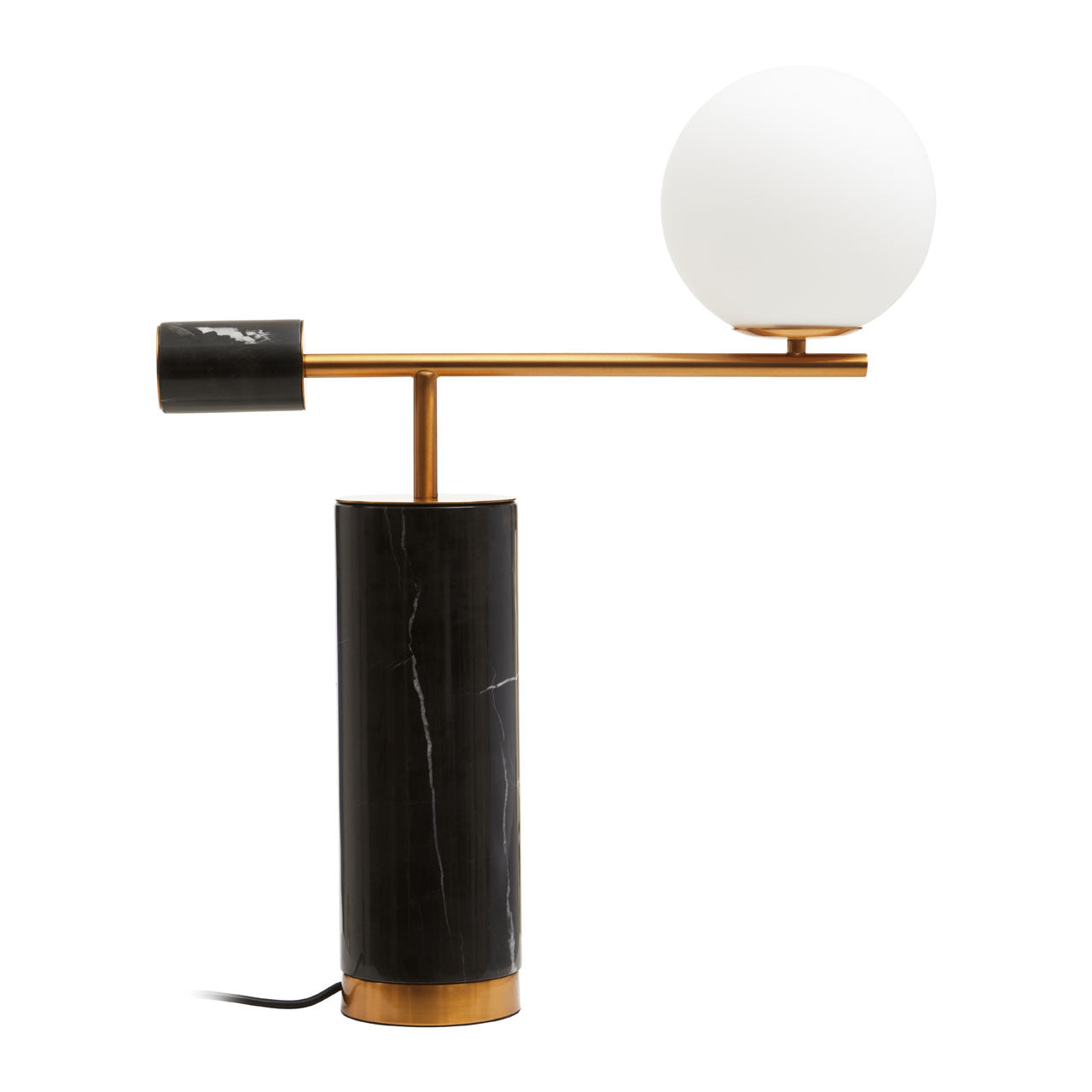 Olivias Macy Table Lamp In Black Marble With White Shade