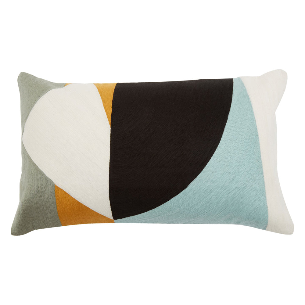 Product photograph of Olivia S Soft Industrial Collection - Bosie Zella Rectangular Cushion In Multicolour from Olivia's