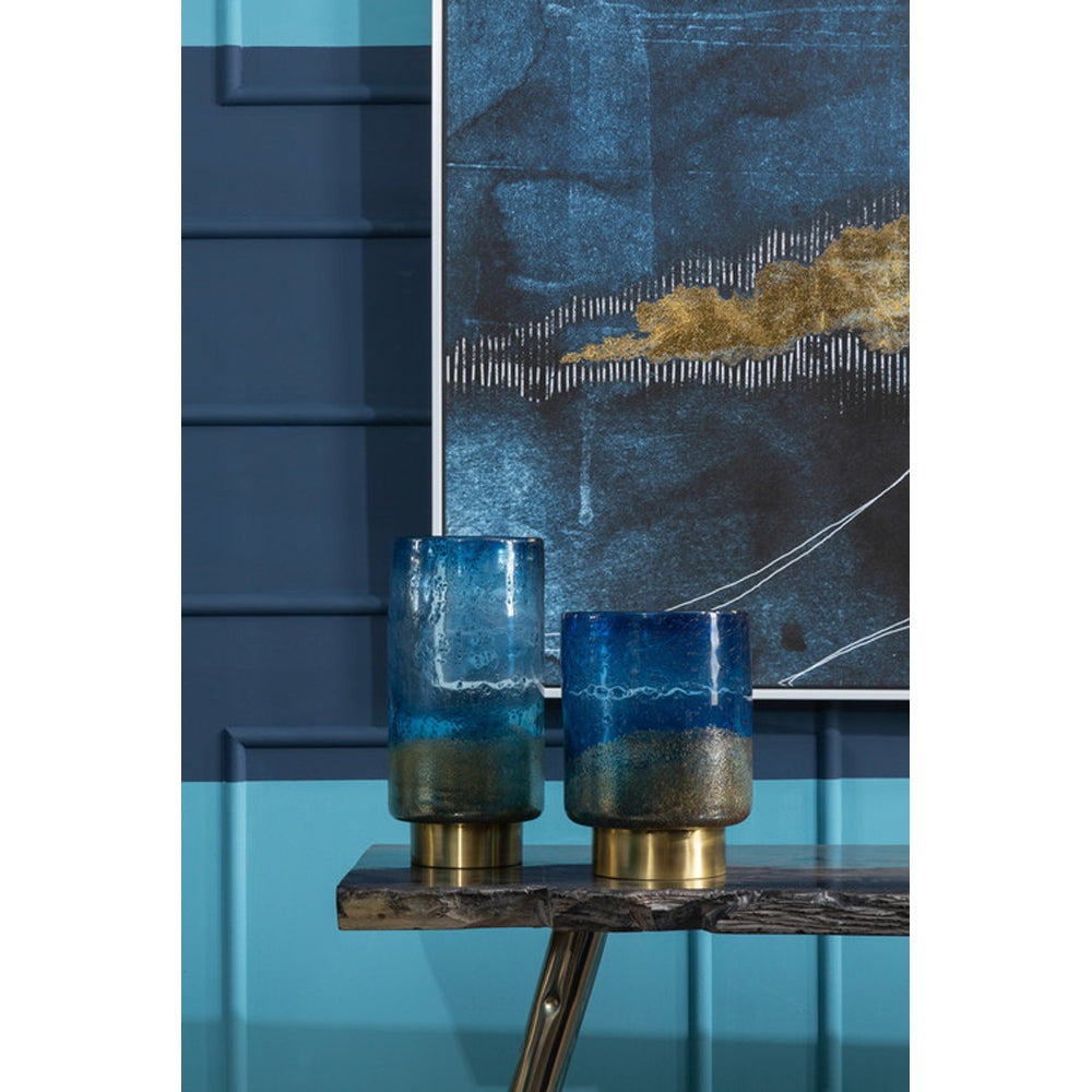 Product photograph of Olivia S Luxe Collection - Blue And Gold Foil Wall Art from Olivia's.