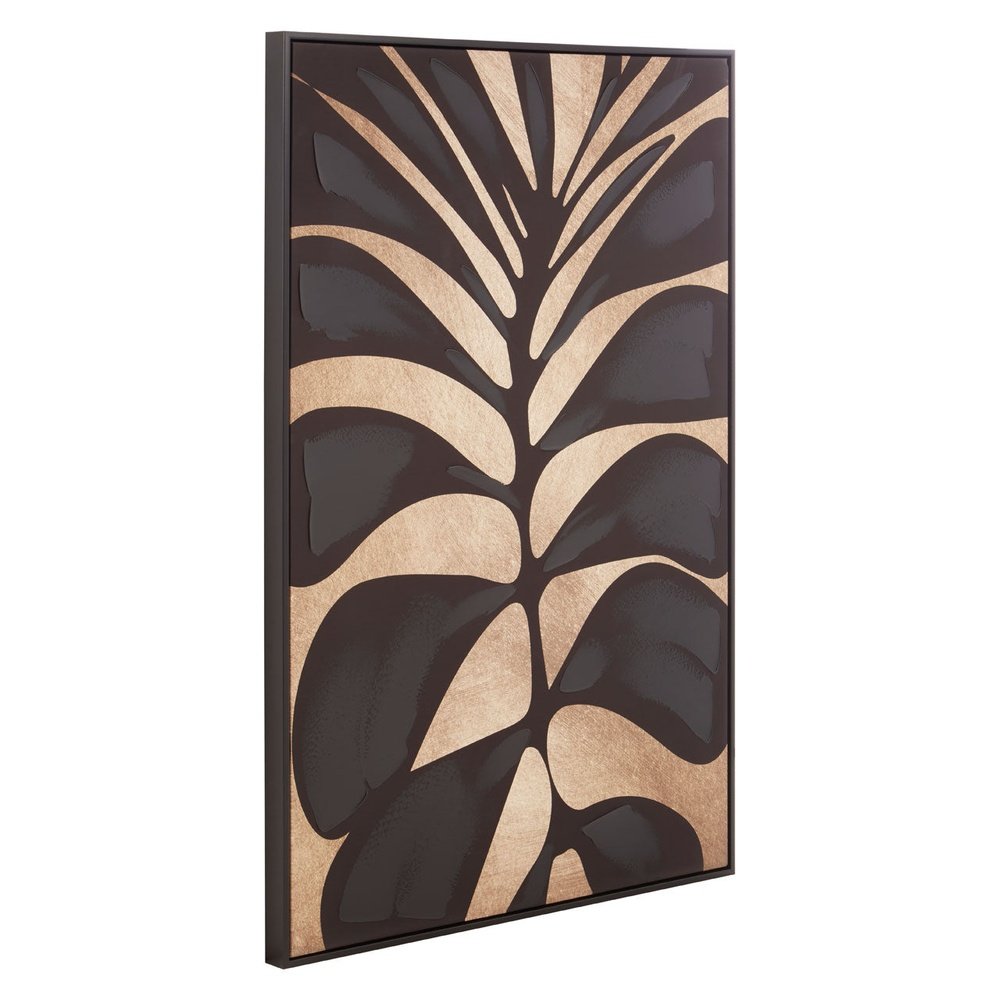Product photograph of Olivia S Astrid Canvas Black Leaf Design Wall Art In Black Gold from Olivia's.