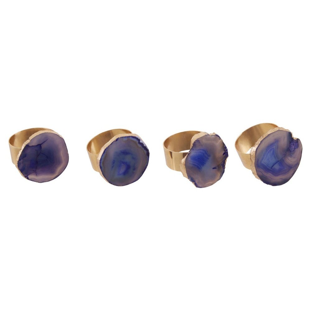 Product photograph of Olivia S Ava Napkin Rings Blue And Gold Blue from Olivia's.