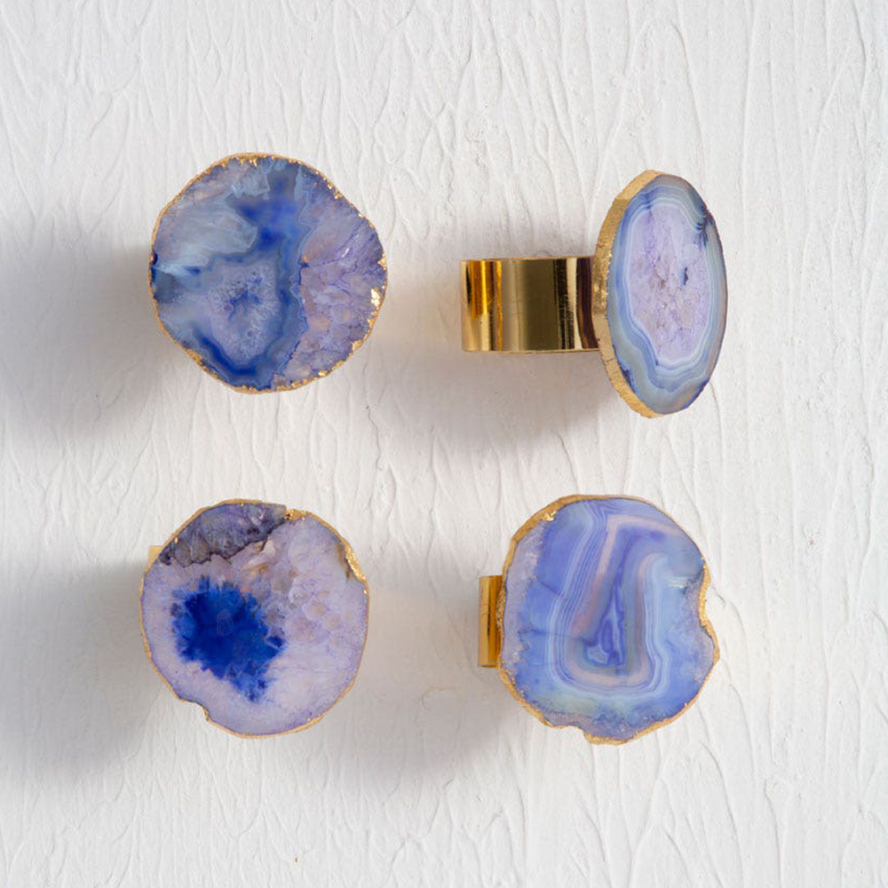 Product photograph of Olivia S Ava Napkin Rings Blue And Gold Blue from Olivia's