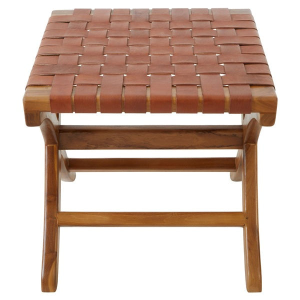 Product photograph of Olivia S Koko Leather Footstool Brown from Olivia's.