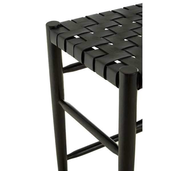 Product photograph of Olivia S Kaylee Woven Bar Stool Leather Black from Olivia's.