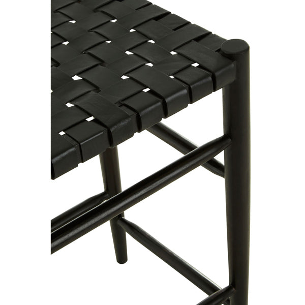 Product photograph of Olivia S Kaylee Woven Bar Stool Leather Black from Olivia's.