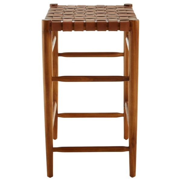 Product photograph of Olivia S Kaylee Woven Bar Stool Leather Brown Outlet from Olivia's.