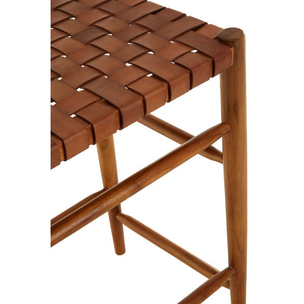 Product photograph of Olivia S Kaylee Woven Bar Stool Leather Brown from Olivia's.