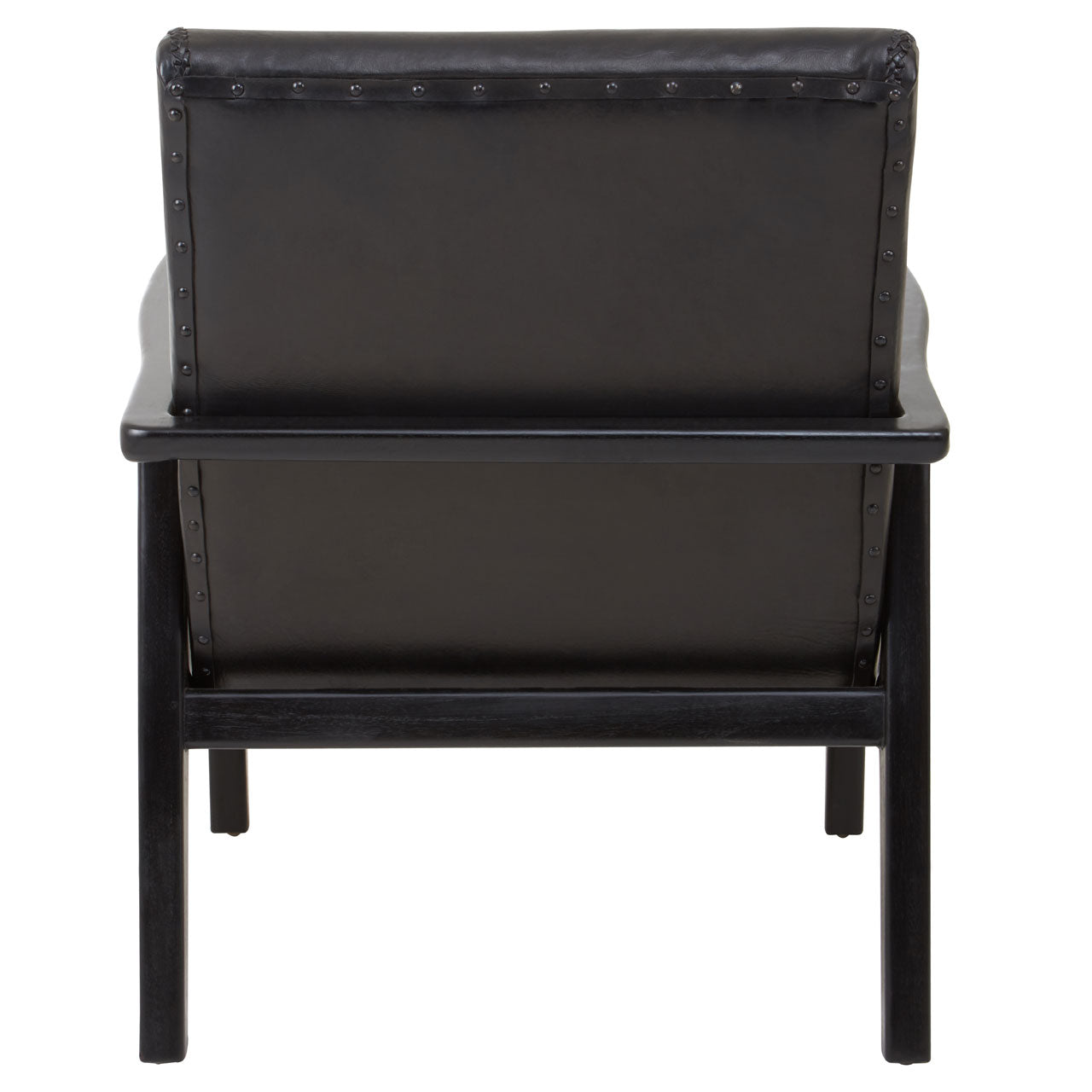 Product photograph of Olivia S Katherine Accent Chair In Black Teak Leather from Olivia's.