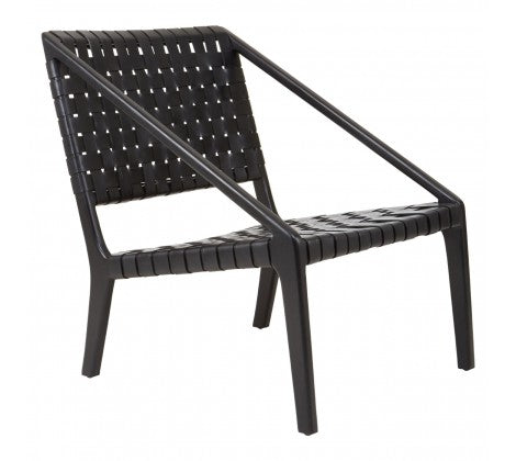 Product photograph of Olivia S Koko Leaned Woven Occasional Chair Black Leather from Olivia's