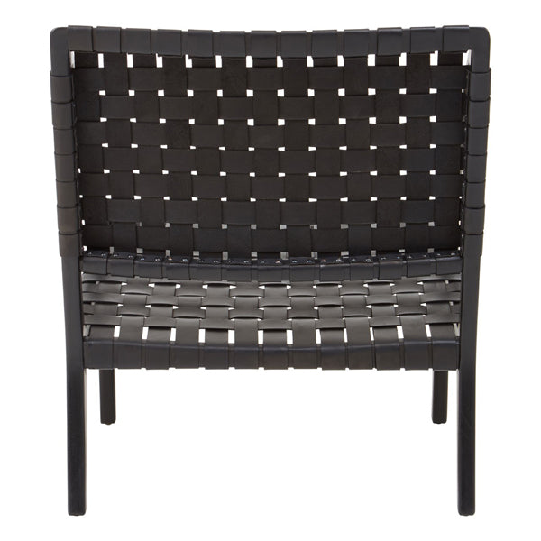 Product photograph of Olivia S Koko Leaned Woven Occasional Chair Black Leather from Olivia's.