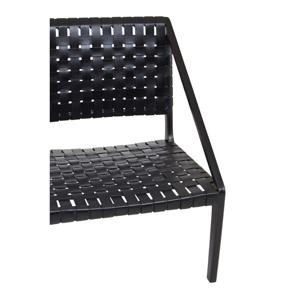 Product photograph of Olivia S Koko Leaned Woven Occasional Chair Black Leather from Olivia's.