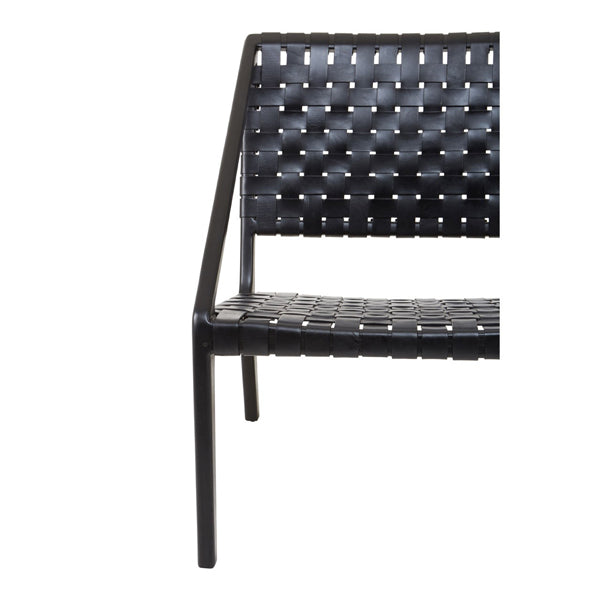 Product photograph of Olivia S Koko Leaned Woven Occasional Chair Black Leather from Olivia's.