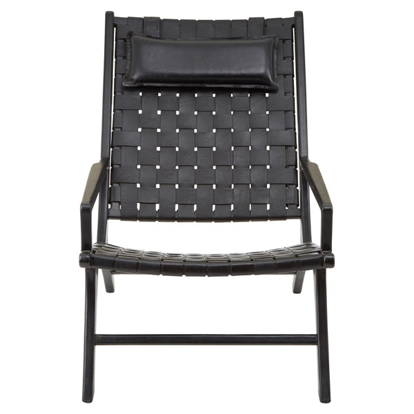 Product photograph of Olivia S Kylee Woven Occasional Chair Leather Black from Olivia's.