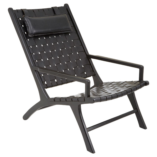 Olivias Kylee Woven Occasional Chair Leather Black