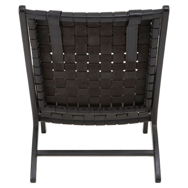 Product photograph of Olivia S Kylee Woven Occasional Chair Leather Black from Olivia's.