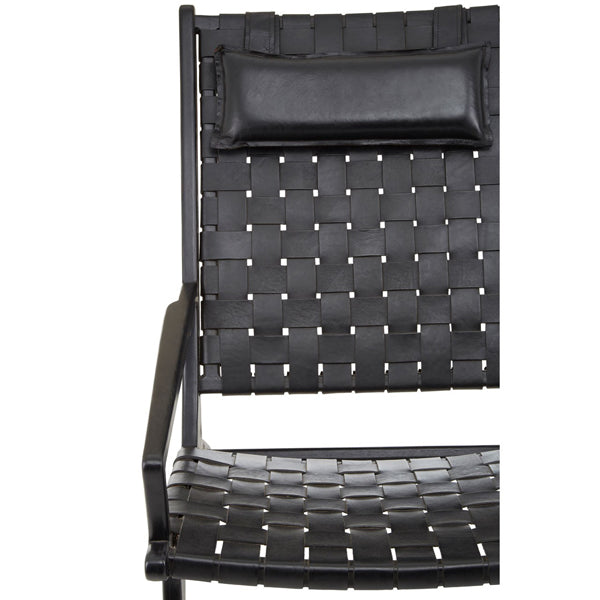 Product photograph of Olivia S Kylee Woven Occasional Chair Leather Black from Olivia's.