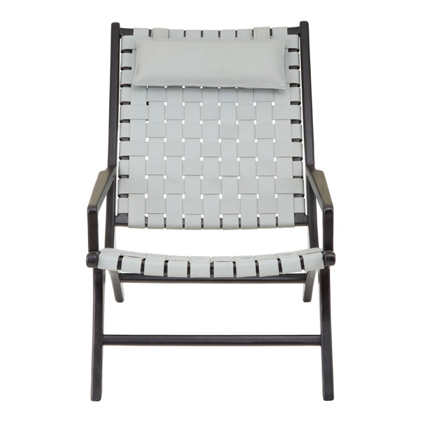 Product photograph of Olivia S Kylee Woven Occasional Chair Leather Grey from Olivia's.