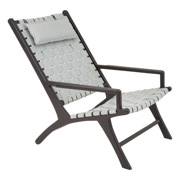 Product photograph of Olivia S Kylee Woven Occasional Chair Leather Grey from Olivia's