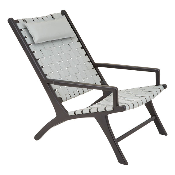 Olivias Kylee Woven Occasional Chair Leather Grey