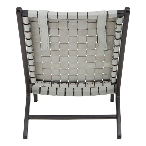 Product photograph of Olivia S Kylee Woven Occasional Chair Leather Grey from Olivia's.