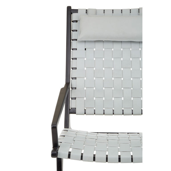 Product photograph of Olivia S Kylee Woven Occasional Chair Leather Grey from Olivia's.