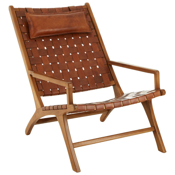 Olivias Kylee Teak Occasional Chair Wood And Leather