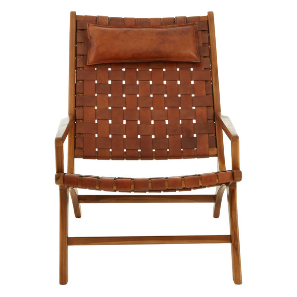 Product photograph of Olivia S Kylee Teak Occasional Chair Wood And Leather from Olivia's.