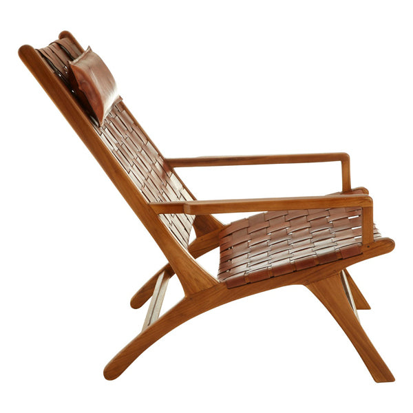 Product photograph of Olivia S Kylee Teak Occasional Chair Wood And Leather from Olivia's.