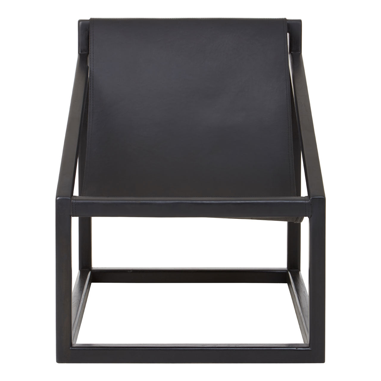 Olivias Kora Accent Chair In Black Teak Wood Black Leather