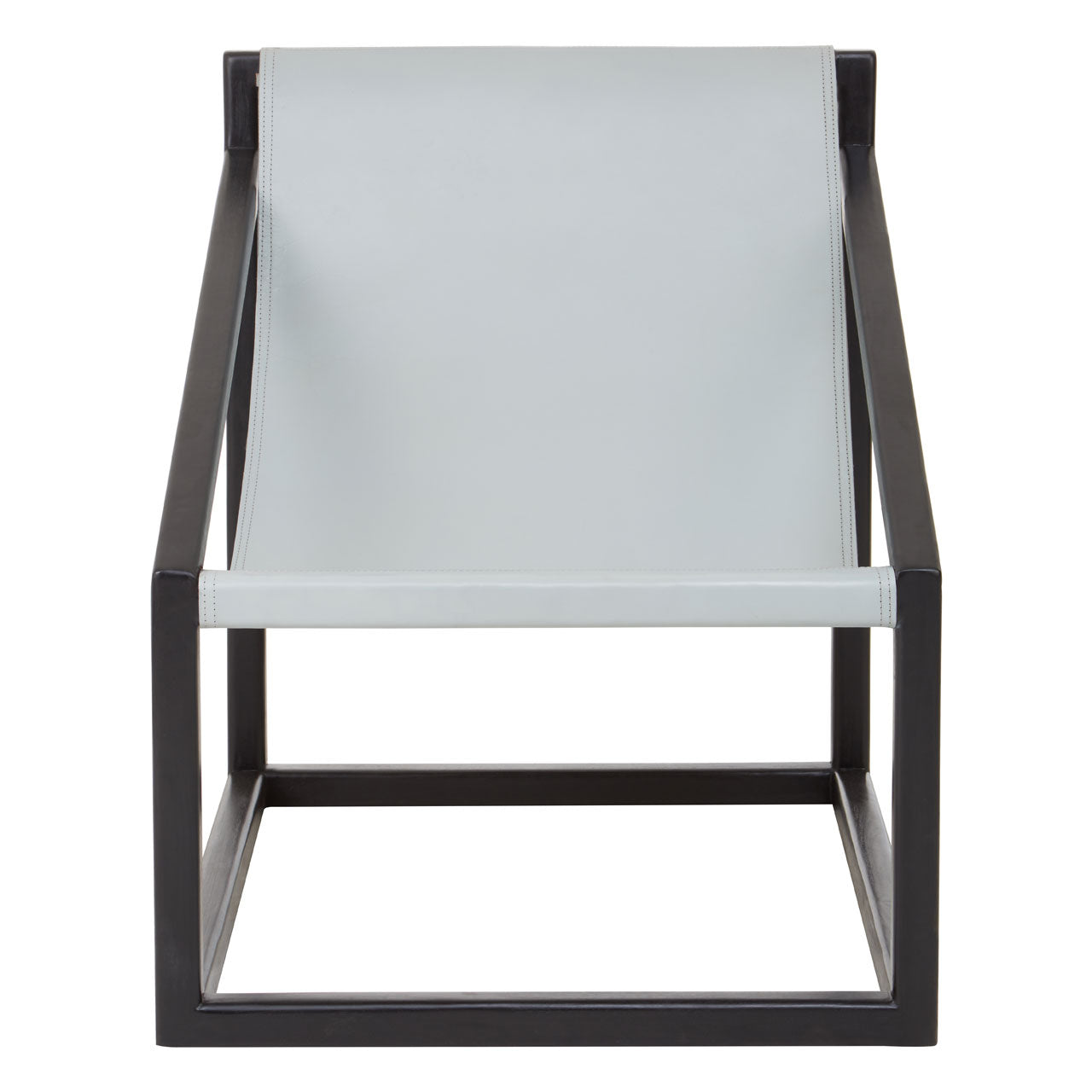 Olivias Karter Accent Chair In Black Teak Wood Grey Leather