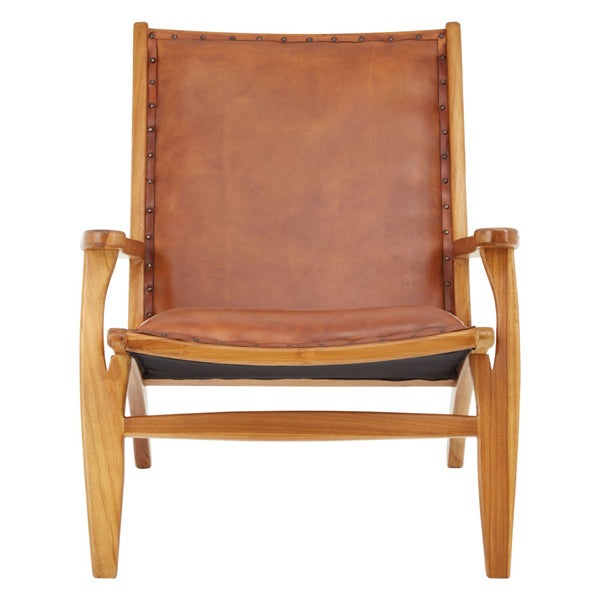 Product photograph of Olivia S Kate Leaned Occasional Chair Leather Brown from Olivia's.