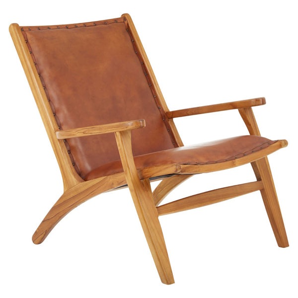 Product photograph of Olivia S Kate Leaned Occasional Chair Leather Brown from Olivia's