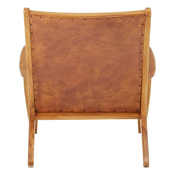 Product photograph of Olivia S Kate Leaned Occasional Chair Leather Brown from Olivia's.