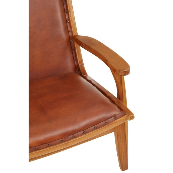 Product photograph of Olivia S Kate Leaned Occasional Chair Leather Brown from Olivia's.