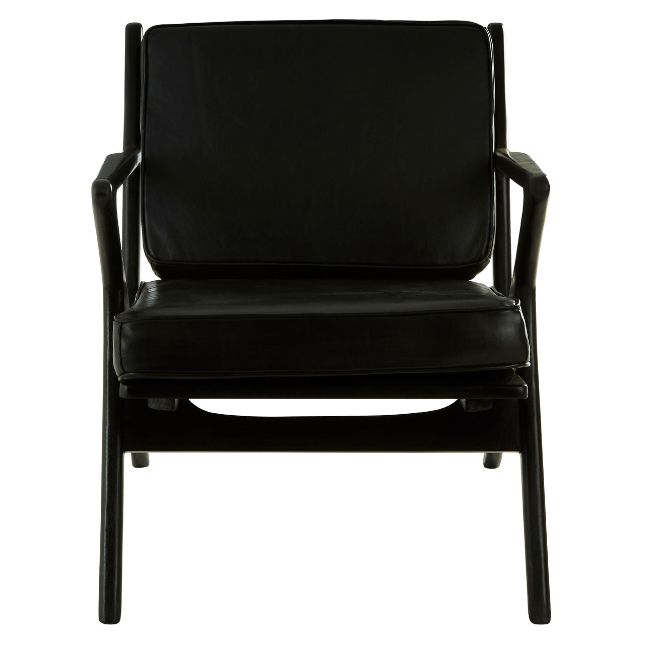 Product photograph of Olivia S Kobe Accent Chair In Black Teak Wood Black Leather from Olivia's.