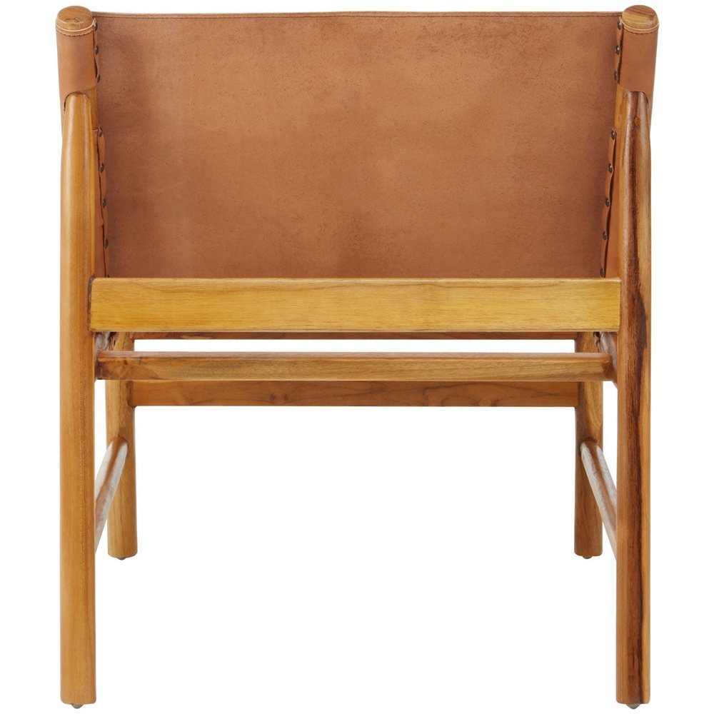 Product photograph of Olivia S Kendra Accent Chair In Natural Teak Wood Brown Leather from Olivia's.