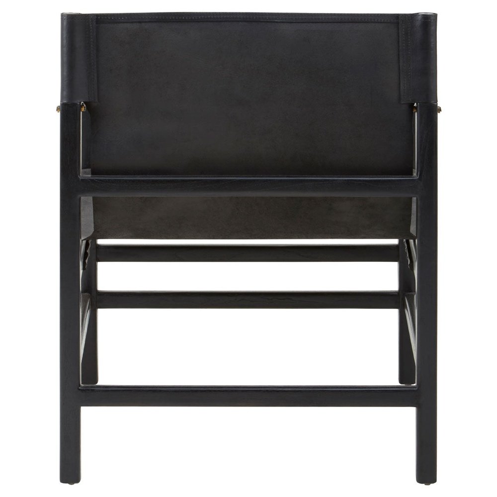 Product photograph of Olivia S Kamryn Accent Chair In Black Teak Wood Black Plain Leather from Olivia's.