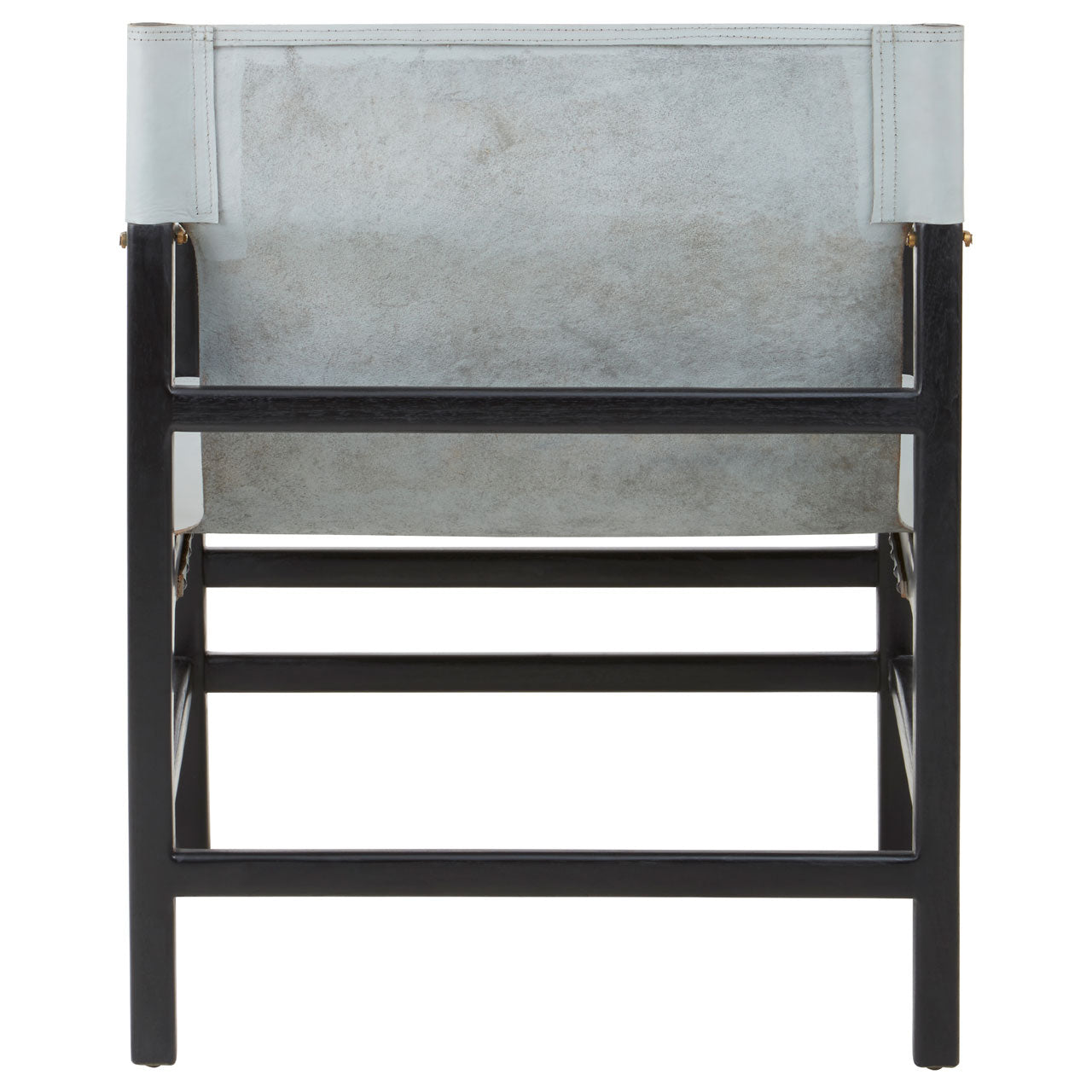 Product photograph of Olivia S Knox Accent Chair In Black Teak Wood Grey Plain Leather from Olivia's.