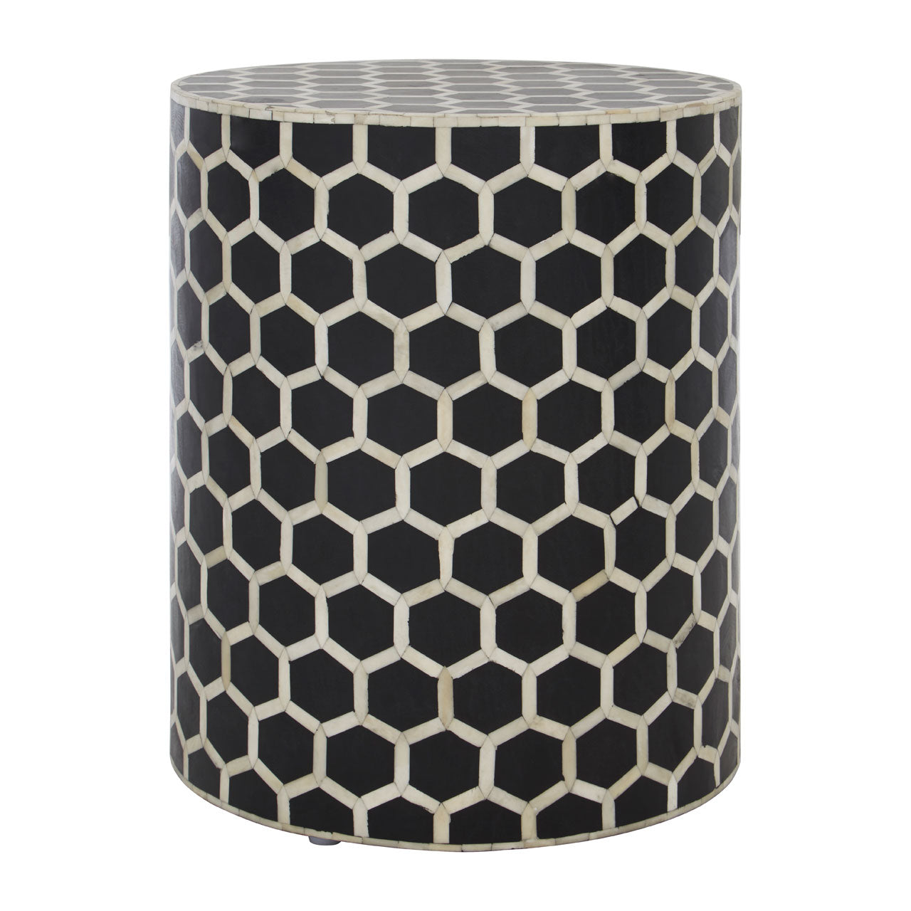 Olivias Finley Side Table In Black White Honeycomb