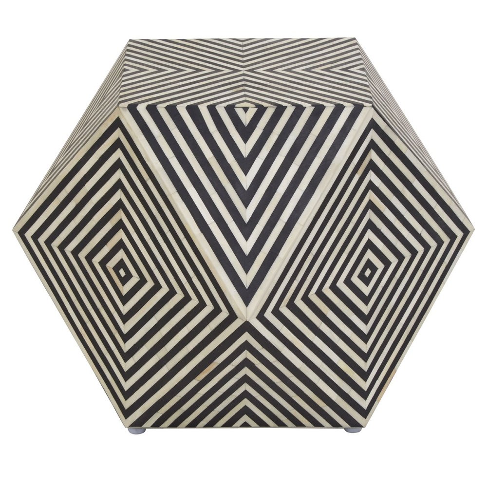 Olivias Finley Diamond Footstool In Black White