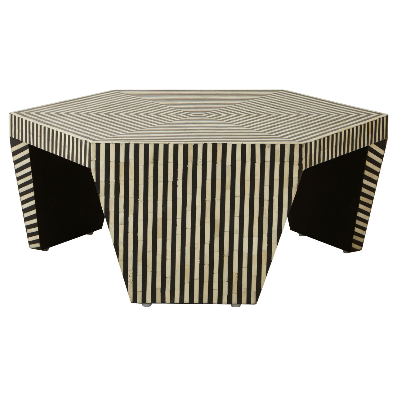 Product photograph of Olivia S Finley Hexagon Coffee Table In Black White from Olivia's