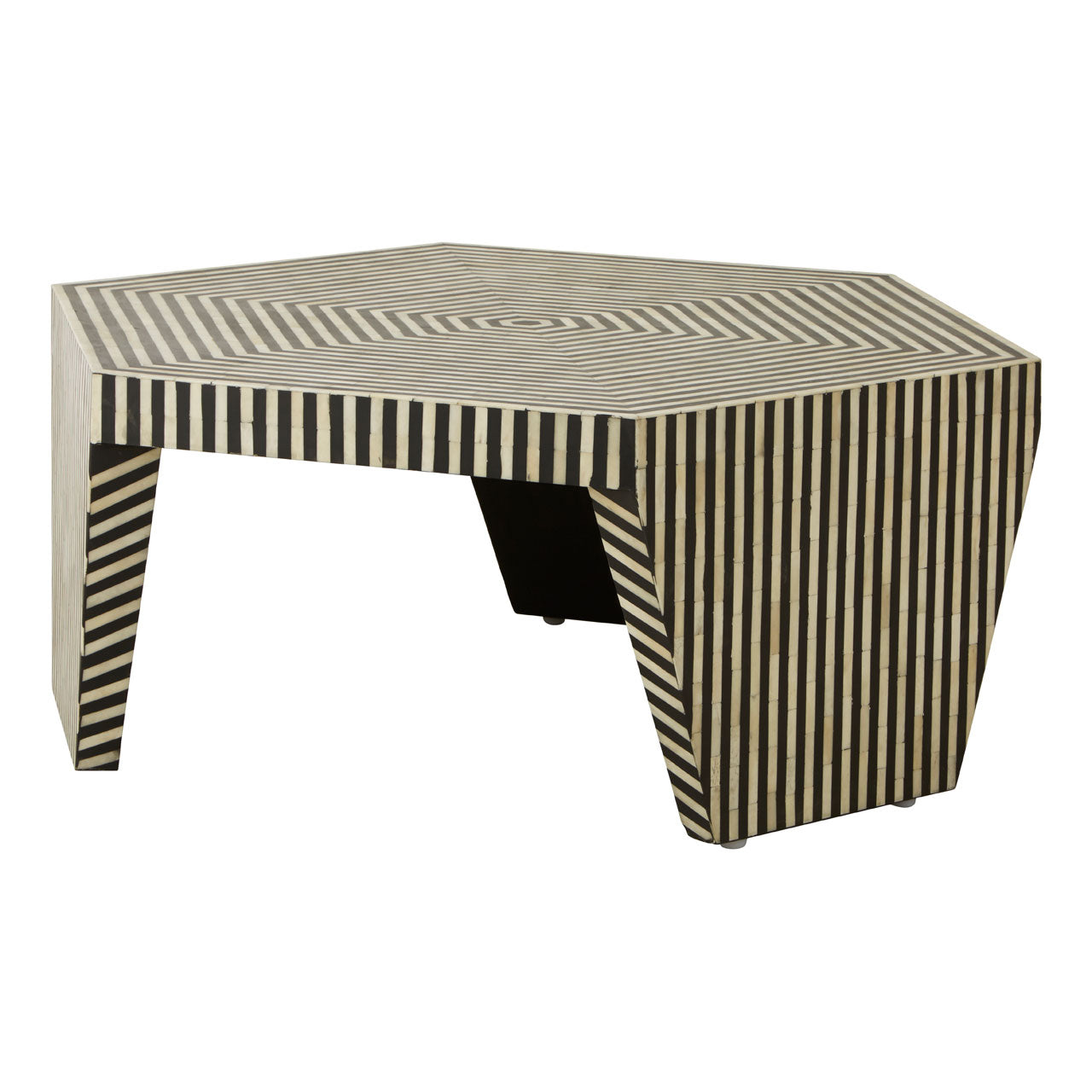 Product photograph of Olivia S Finley Hexagon Coffee Table In Black White from Olivia's.