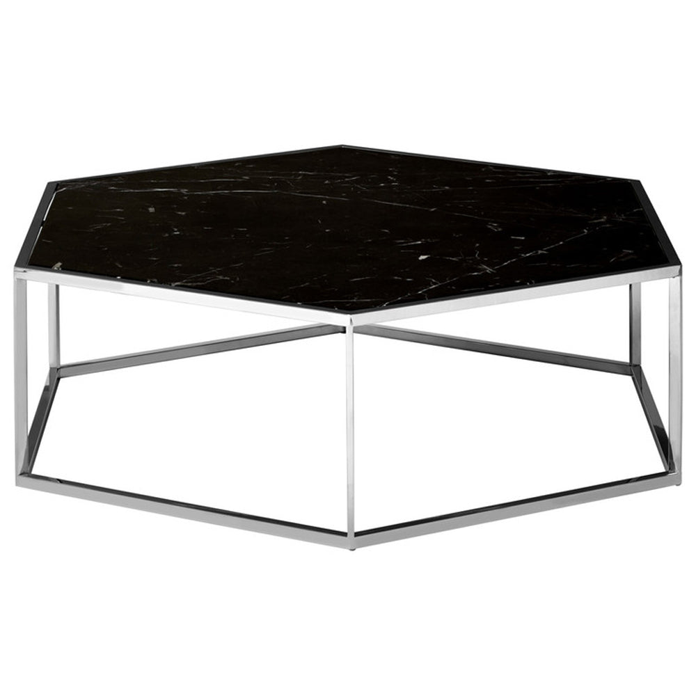 Product photograph of Olivia S Luxe Collection - Piper Hexagon Silver Coffee Table from Olivia's.