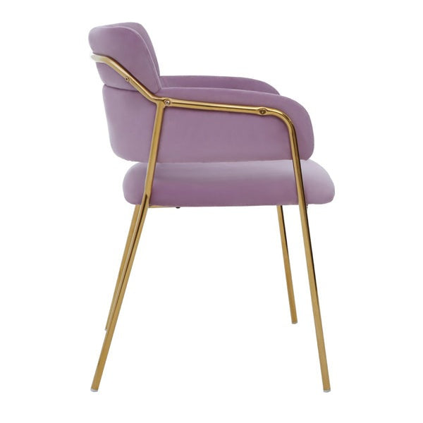 Product photograph of Olivia S Tara Dining Chair In Pink Velvet Gold Finish from Olivia's.