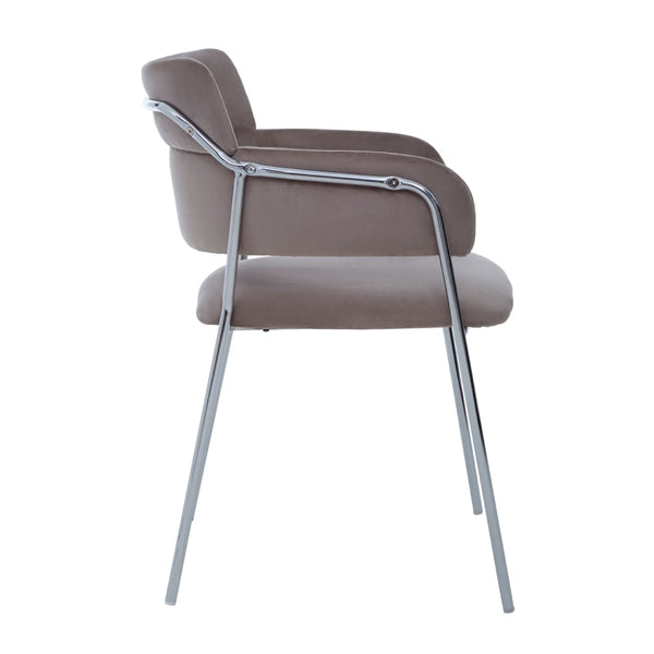 Product photograph of Olivia S Luxe Collection - Tara Dining Chair In Brown Velvet Chrome Finish from Olivia's.