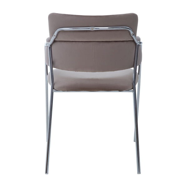 Product photograph of Olivia S Luxe Collection - Tara Dining Chair In Brown Velvet Chrome Finish from Olivia's.