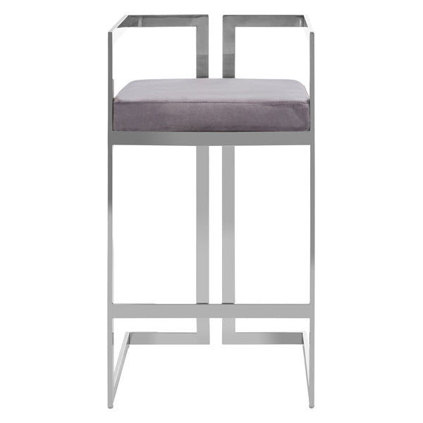 Olivias Anna Grey Bar Stool Silver Frame