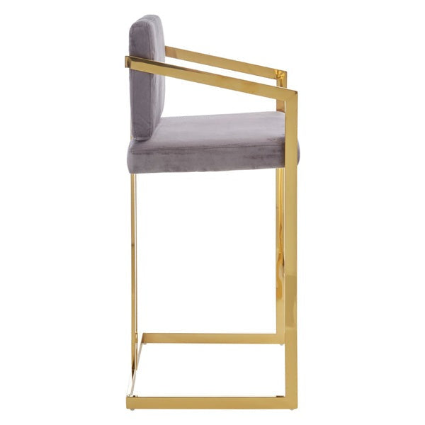 Product photograph of Olivia S Anna Grey Bar Stool Gold Frame Outlet from Olivia's.