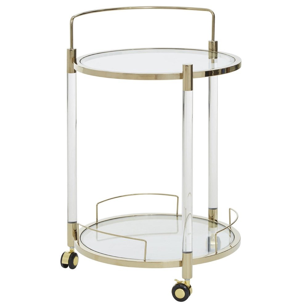 Product photograph of Olivia S Octavia Round Drinks Trolley In Gold from Olivia's